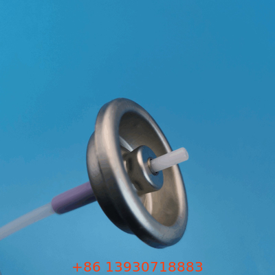 Zilveren aërosolklep met knop actuator voor 0,1-0,2 ml/s