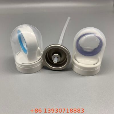 Aerosolventiel voor zonnebrandcrème met hygiënisch deksel-lekkerdicht afdichting en 360 graden werking voor zonnebeschermingsspray