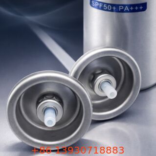 Zonnebrandcrème pompventiel met gecontroleerde dosering, tinplaat en plastic constructie voor diverse lotionformuleringen