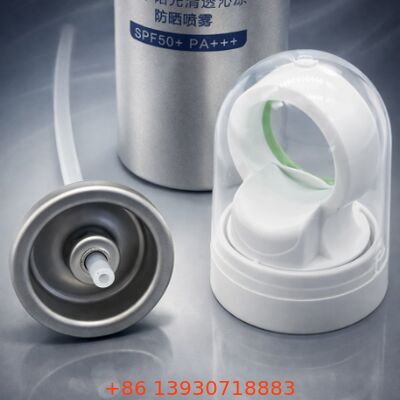 Zonnebrandcrème pompventiel met gecontroleerde dosering, tinplaat en plastic constructie voor diverse lotionformuleringen