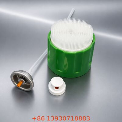 Industrial Foam Aerosol Valve Set with 1 Inch Valve Size and 57mm / 65mm Cap Options in Metal + Plastic Construction